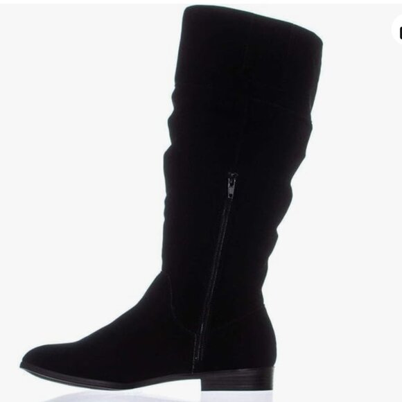 Style & Co Kelimae Black Suede Scrunch Boots Wide Calf - Picture 2 of 8